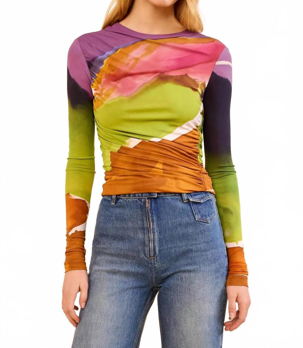 NEW ULLA JOHNSON paradis ruched jersey top in nature abhors a vacuum